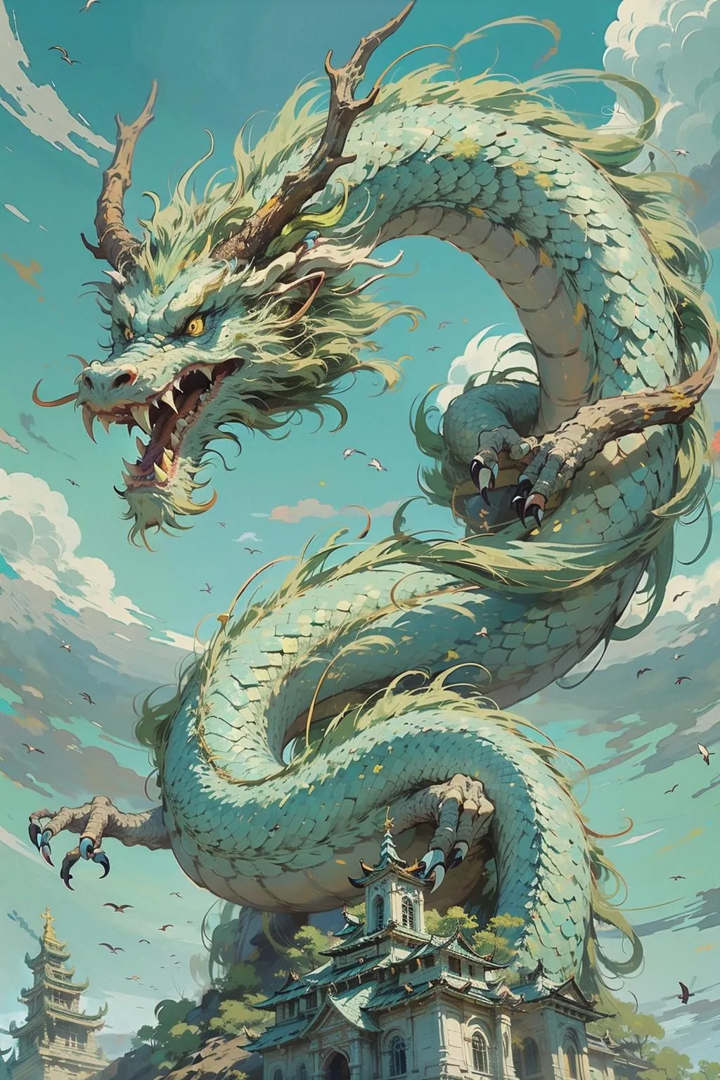 图片[1]_东方巨龙国风神兽篇 Oriental giant dragon Lora 展示，附带AI绘画提示词_Qpipi