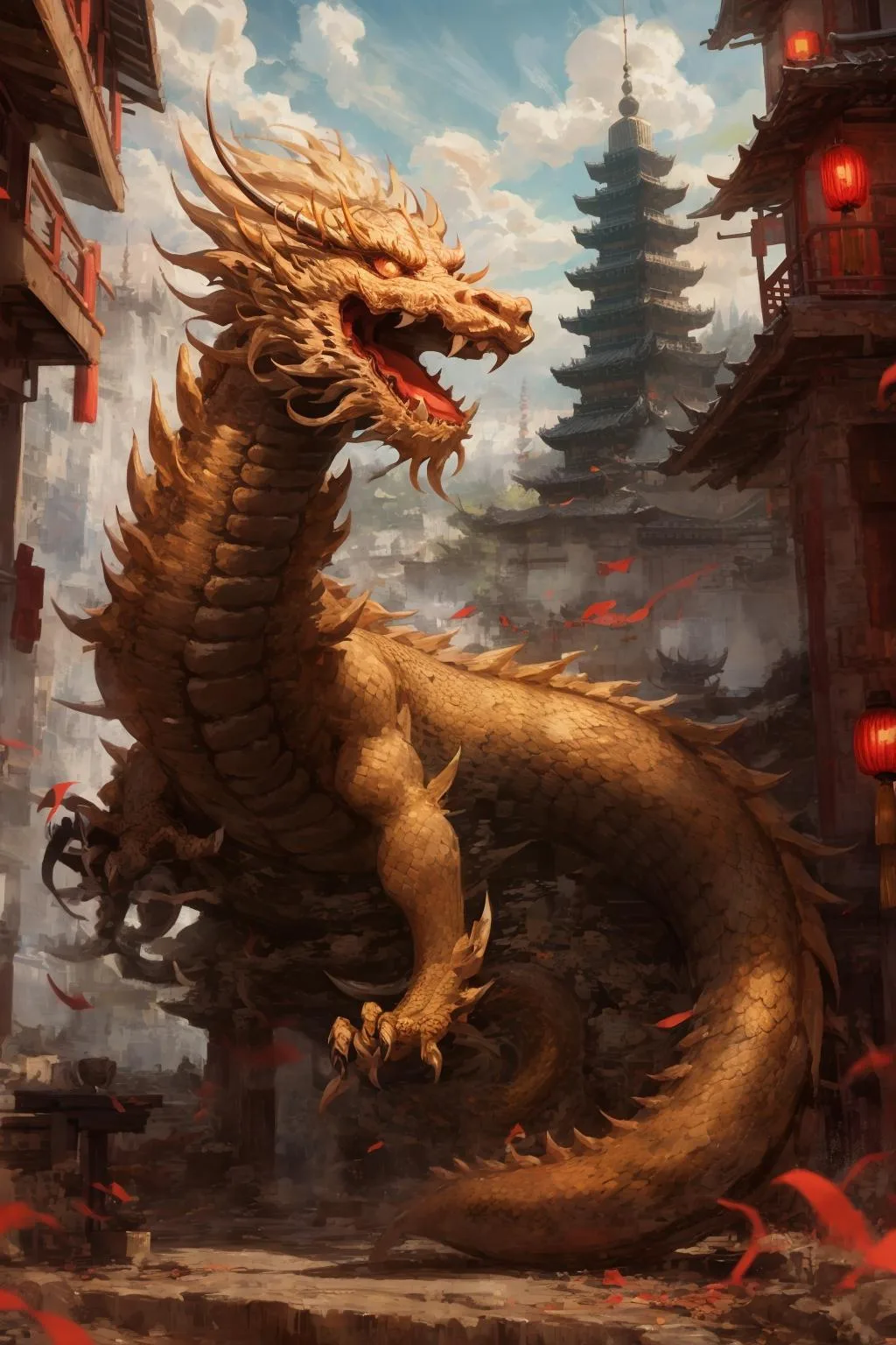 图片[5]_【中国龙】中式国风和通用适配两种风格 Chinese Dragon Lora 绘图展示，附带AI绘画提示词_Qpipi