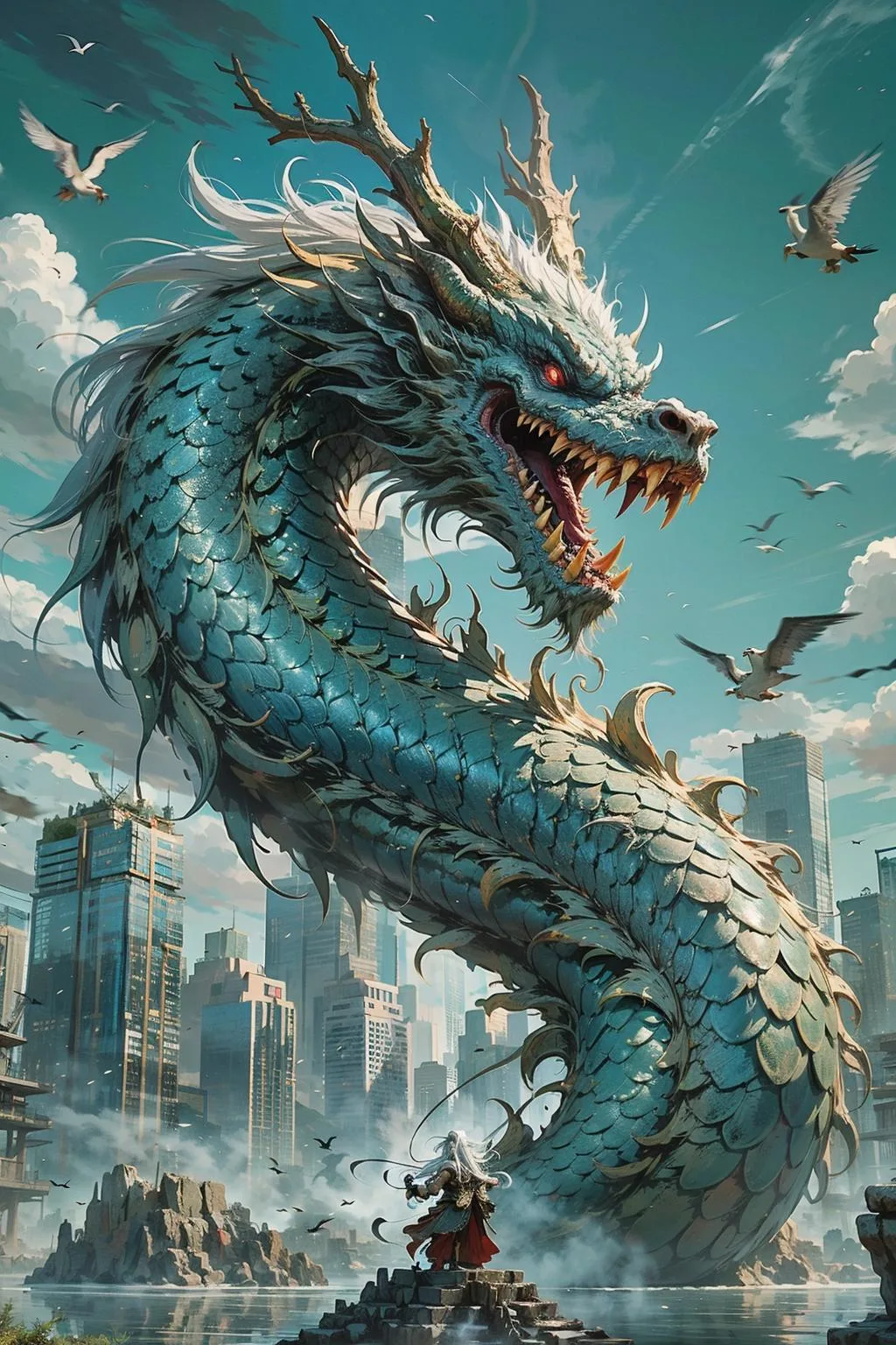 东方巨龙国风神兽篇 Oriental giant dragon Lora 展示，附带AI绘画提示词_Qpipi