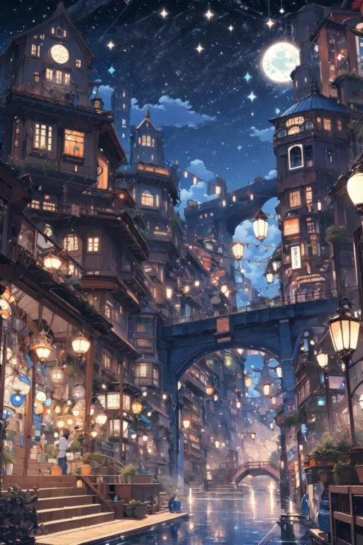 图片[11]_华灯初上奇幻风格 Night scene fantasy city Lora 展示，附带AI绘画提示词_Qpipi