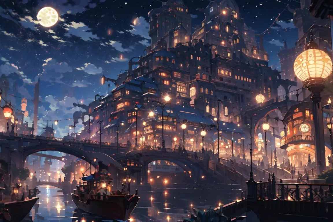 图片[8]_华灯初上奇幻风格 Night scene fantasy city Lora 展示，附带AI绘画提示词_Qpipi