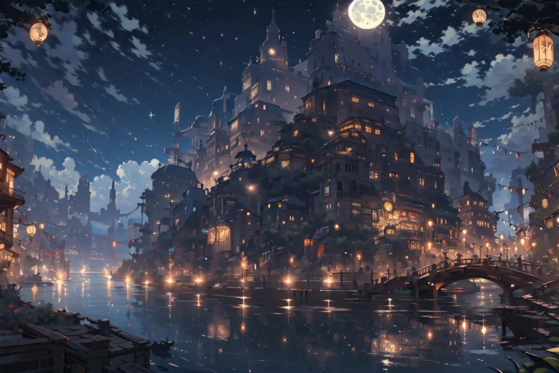 图片[7]_华灯初上奇幻风格 Night scene fantasy city Lora 展示，附带AI绘画提示词_Qpipi