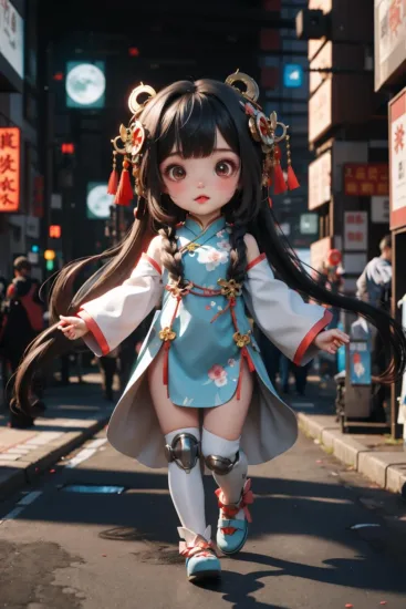 Q版国风萌玩 Chinese style cute doll Lora 展示，附带AI绘画提示词_Qpipi