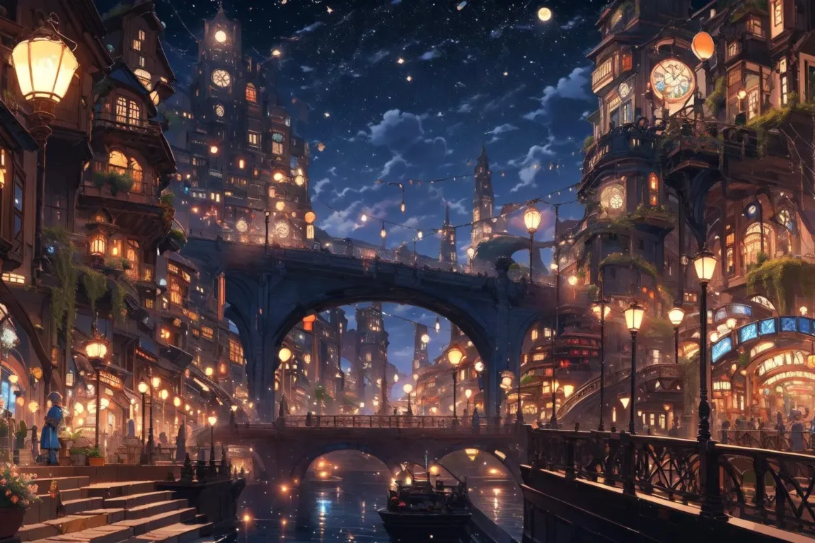 图片[1]_华灯初上奇幻风格 Night scene fantasy city Lora 展示，附带AI绘画提示词_Qpipi