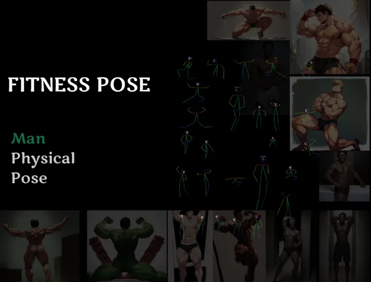 【Poses】Male Fitness Pose 27种男性健美展示，姿势控制火柴人_Qpipi