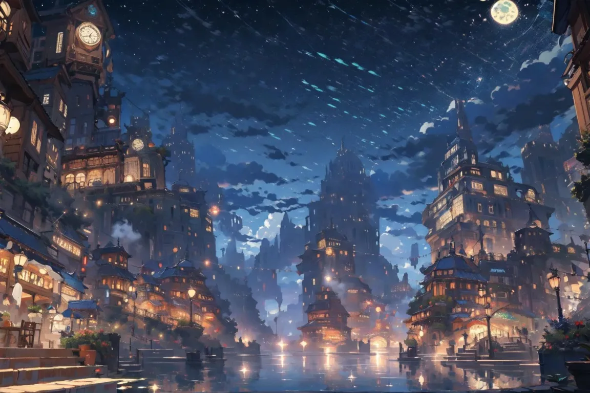图片[6]_华灯初上奇幻风格 Night scene fantasy city Lora 展示，附带AI绘画提示词_Qpipi
