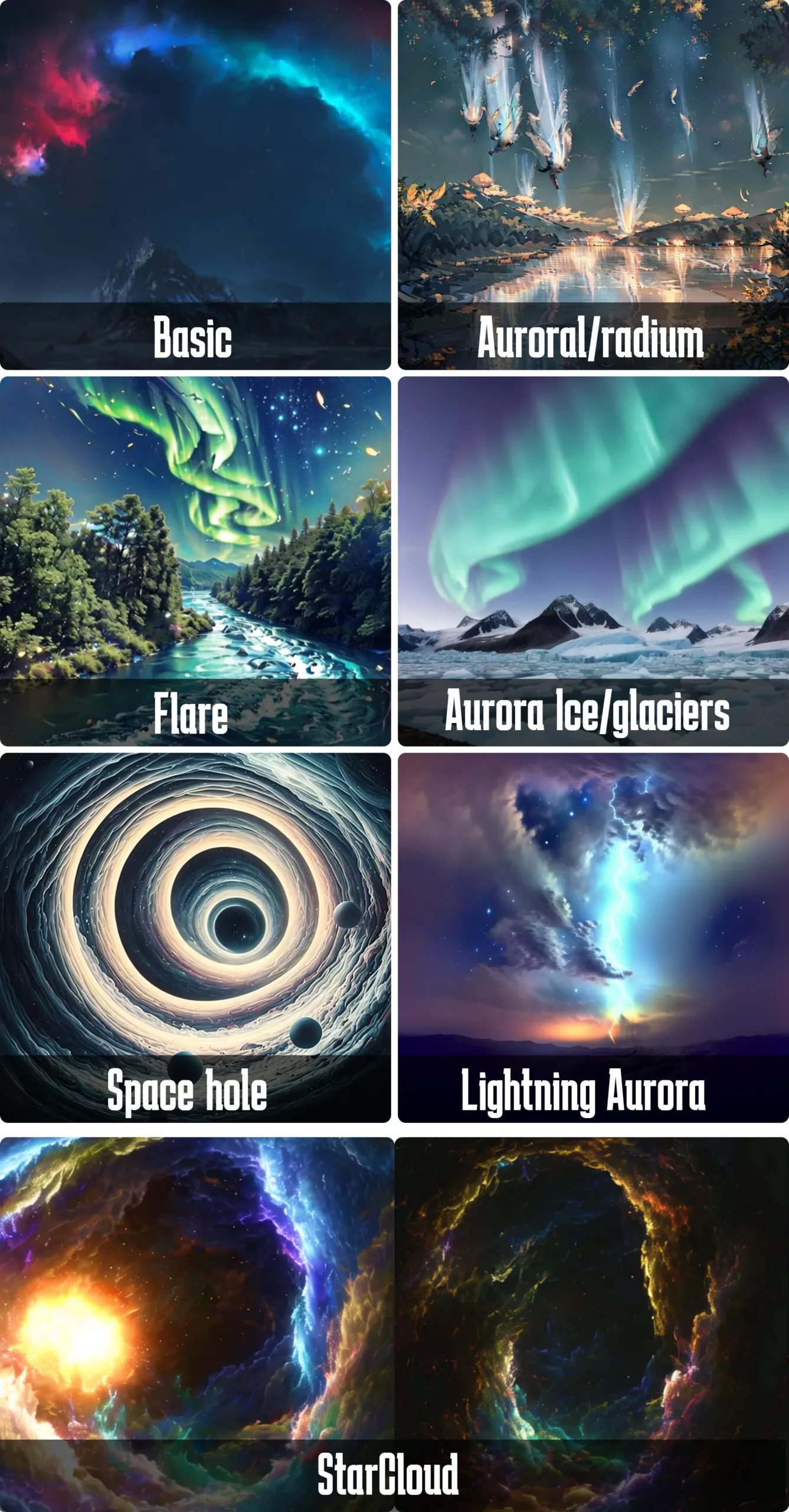 Auroral Background Lora，极光和宇宙星云背景_Qpipi