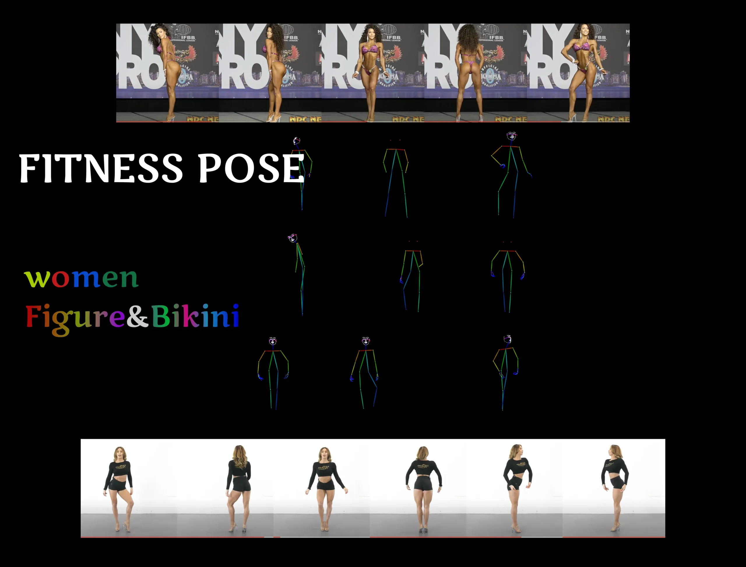 【Poses】Female Figure Pose，9种女性健美展示，姿势控制火柴人_Qpipi