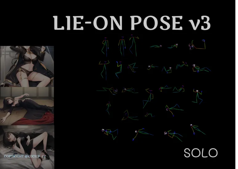 【Poses】LIEON Solo POSE，27种单人躺姿，姿势控制火柴人_Qpipi