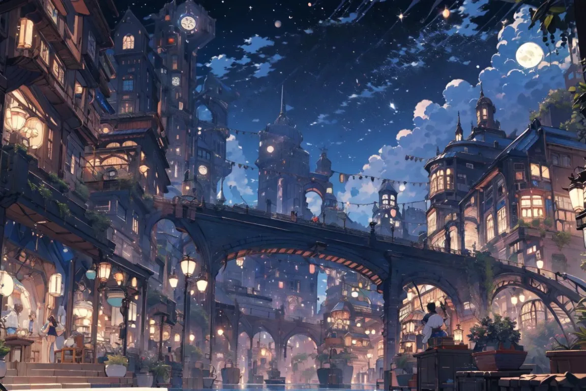图片[5]_华灯初上奇幻风格 Night scene fantasy city Lora 展示，附带AI绘画提示词_Qpipi