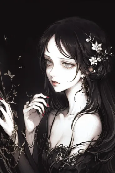 阴暗的优雅，被诅咒的美丽 Shadowed Elegance Cursed beauty style LoRA 展示，附带AI绘画提示词_Qpipi