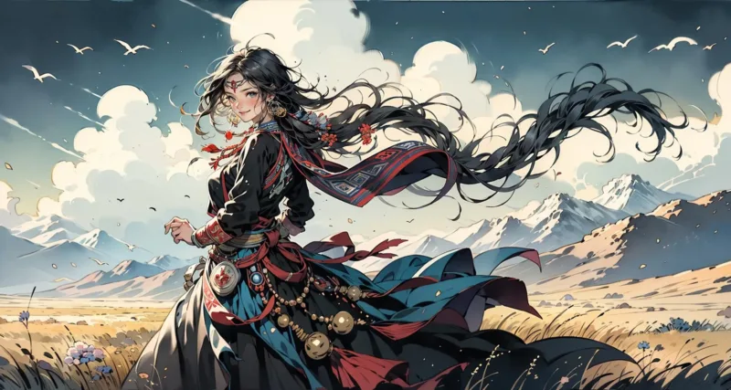 Tibetan Chinese style Lora，藏族国风服饰_Qpipi