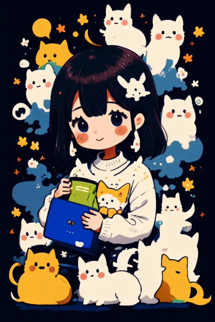 图片[3]_Cute Chibi Cat Pattern Style Lora，可爱的赤壁猫图案风格_Qpipi