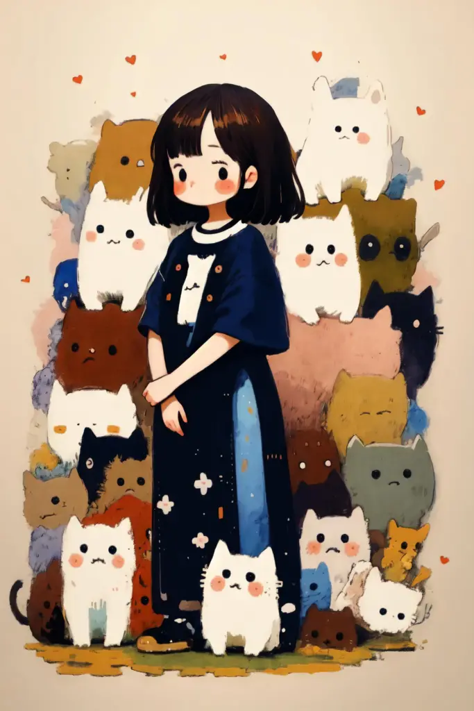 图片[1]_可爱的赤壁猫图案风格 Cute Chibi Cat Pattern Style Lora AI绘画作品_Qpipi