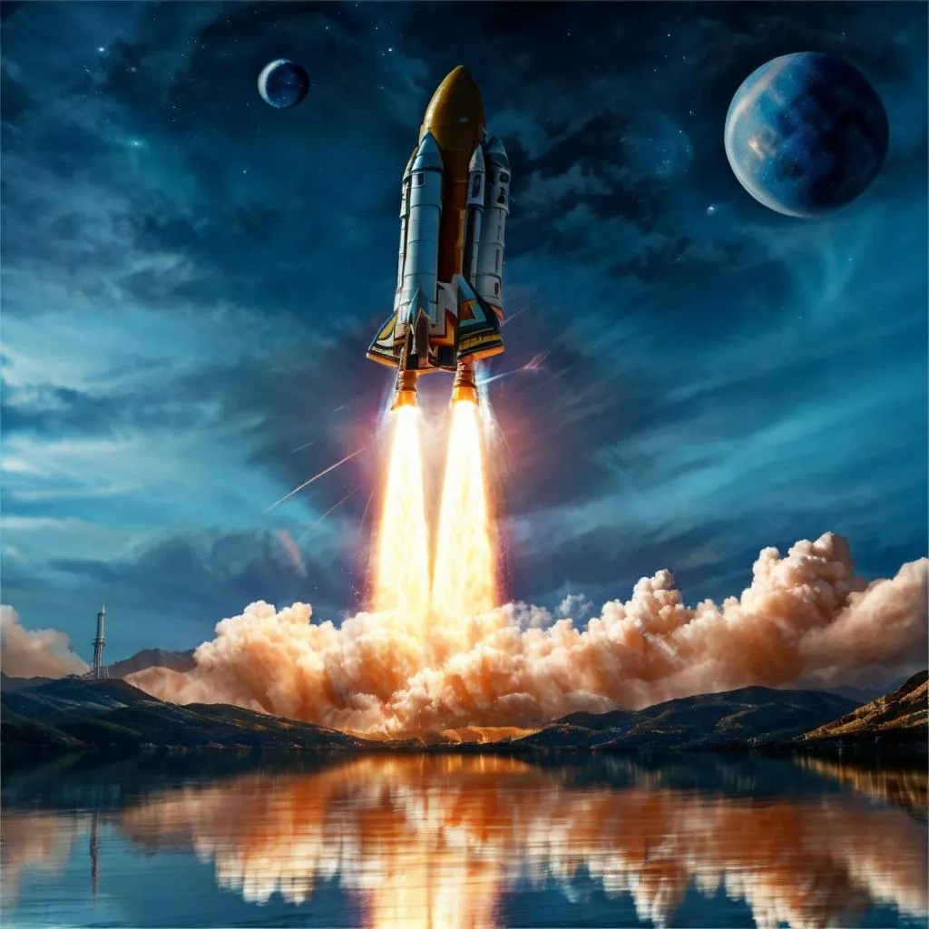火箭发射和火箭上天 Rocket Startup & Rocket Sky Lora，AI绘画作品_Qpipi
