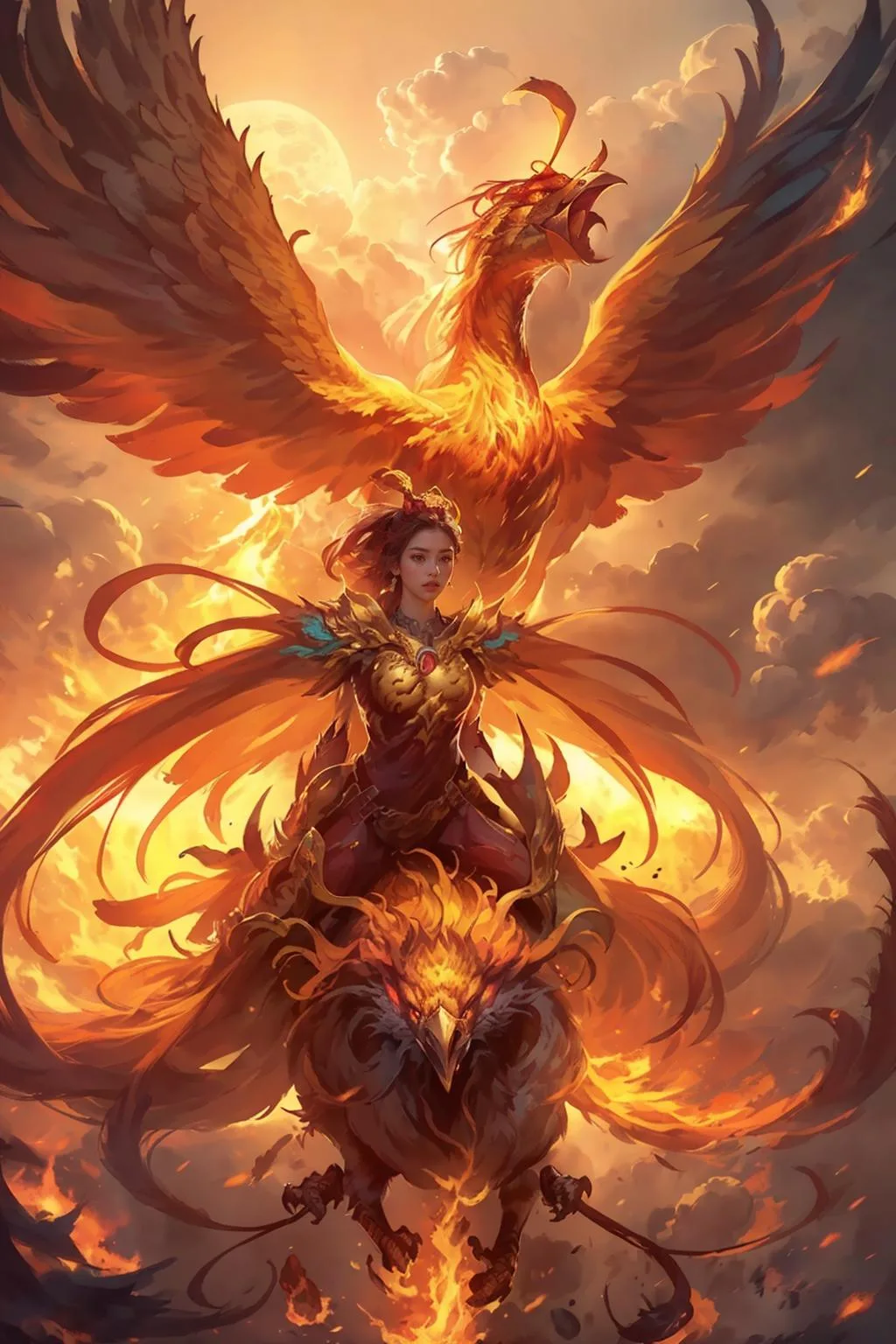 火凤凰（神兽朱雀）Phoenix Lora 展示，附带AI绘画提示词_Qpipi