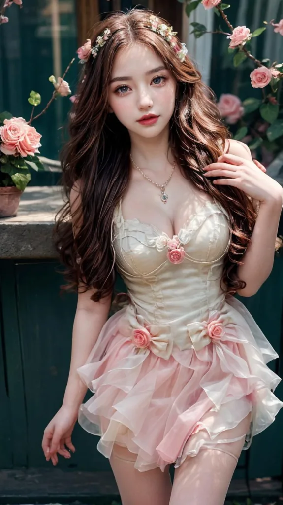 图片[2]_浪漫的玫瑰花裙 Romantic Rosette dress Lora 展示，附带AI绘画提示词_Qpipi
