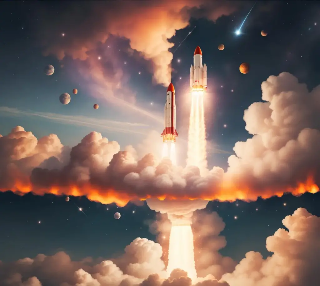图片[1]_火箭发射和火箭上天 Rocket Startup & Rocket Sky Lora，AI绘画作品_Qpipi