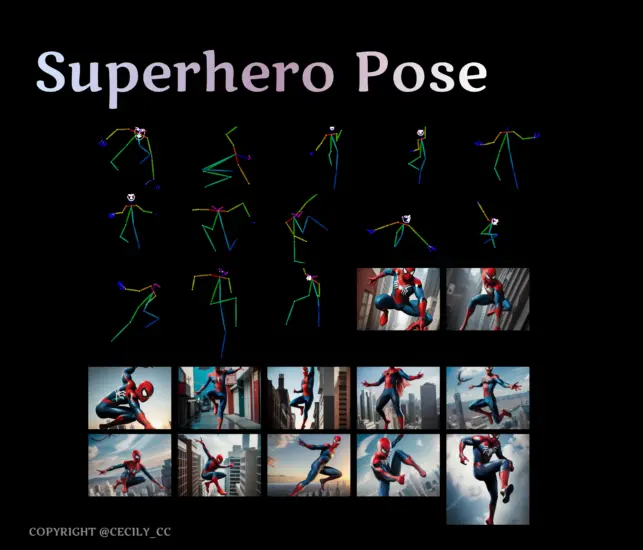 【Poses】13 Superhero Spiderman pose，13种蜘蛛侠姿势控制火柴人_Qpipi