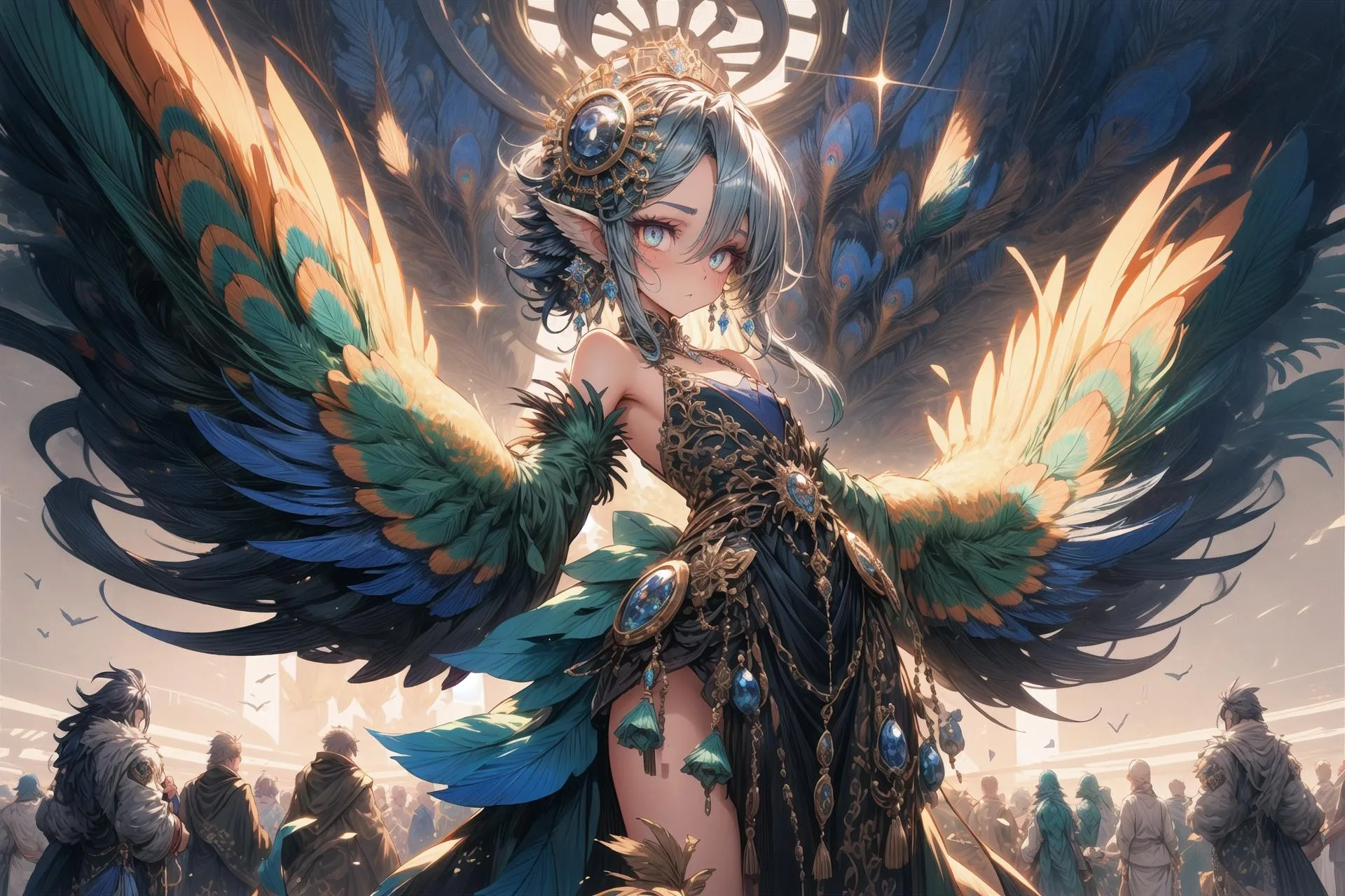 孔雀概念服饰 Peacock Concept Lora AI绘画作品_Qpipi