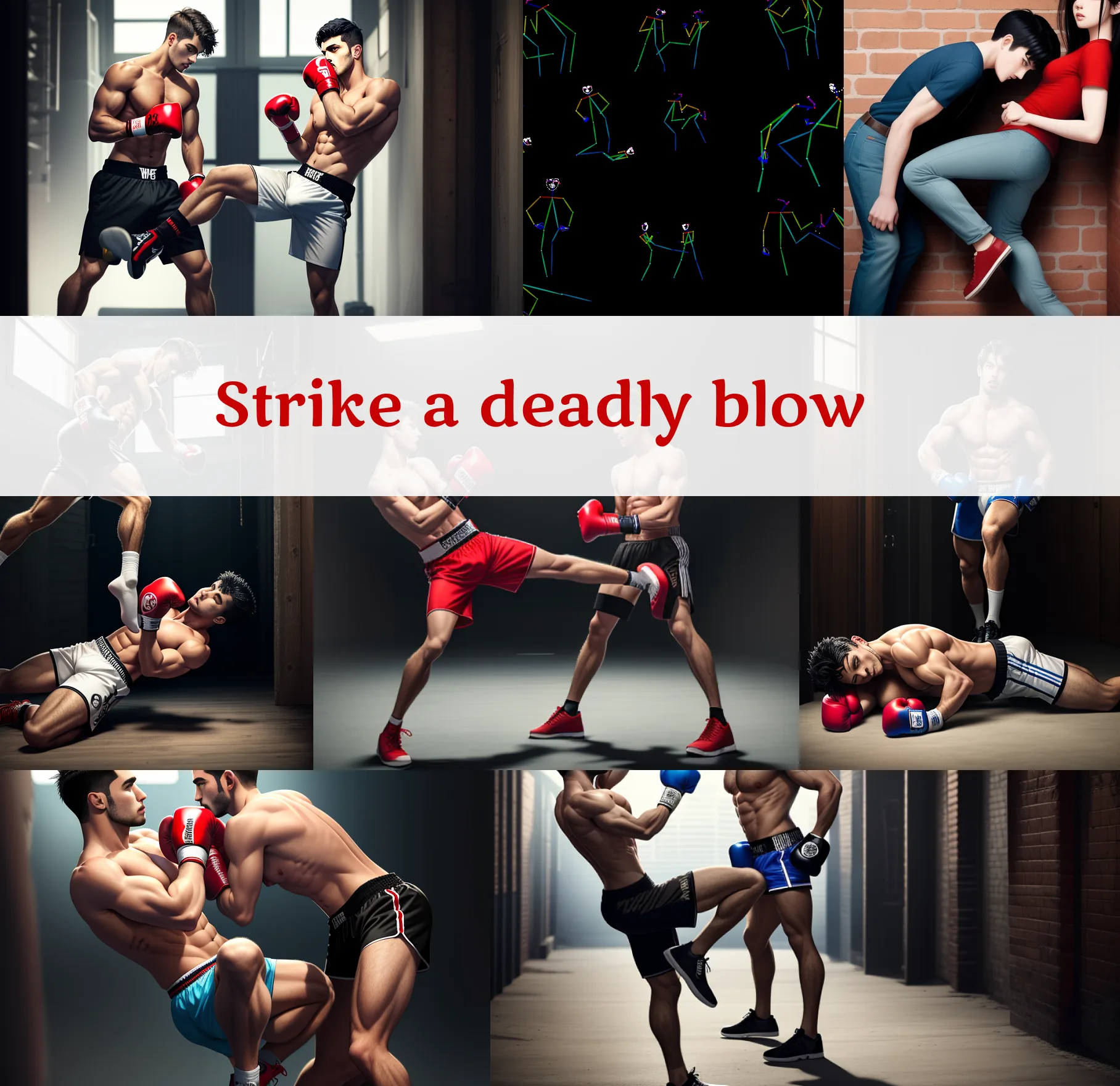 【Poses】10 Strike a deadly blow 姿势，10种搏击绝杀姿势控制火柴人_Qpipi