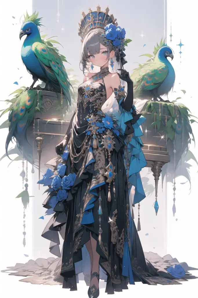 图片[2]_孔雀概念服饰 Peacock Concept Lora AI绘画作品_Qpipi