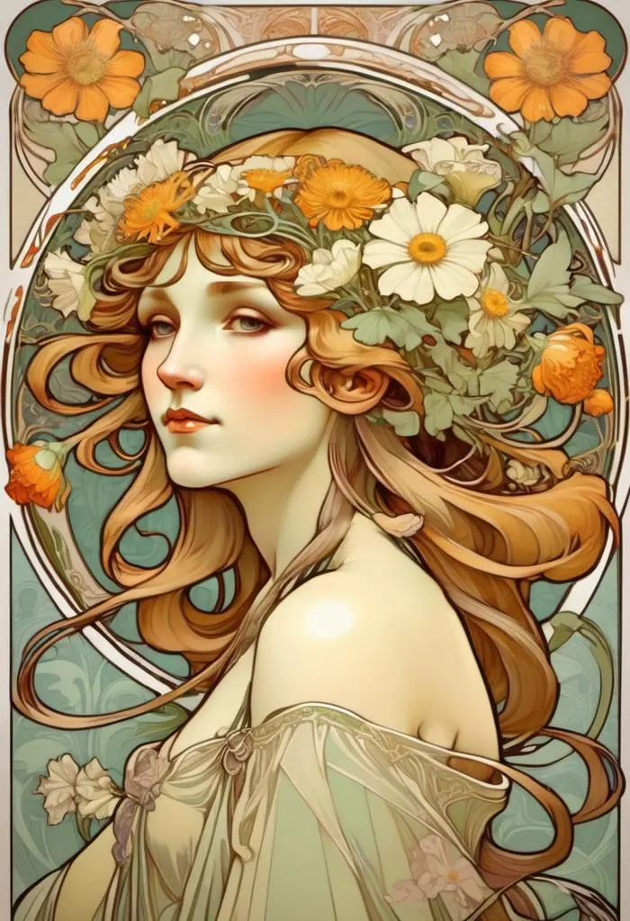 穆夏艺术风格 Mucha Art Style SDXL Lora AI绘画作品_Qpipi