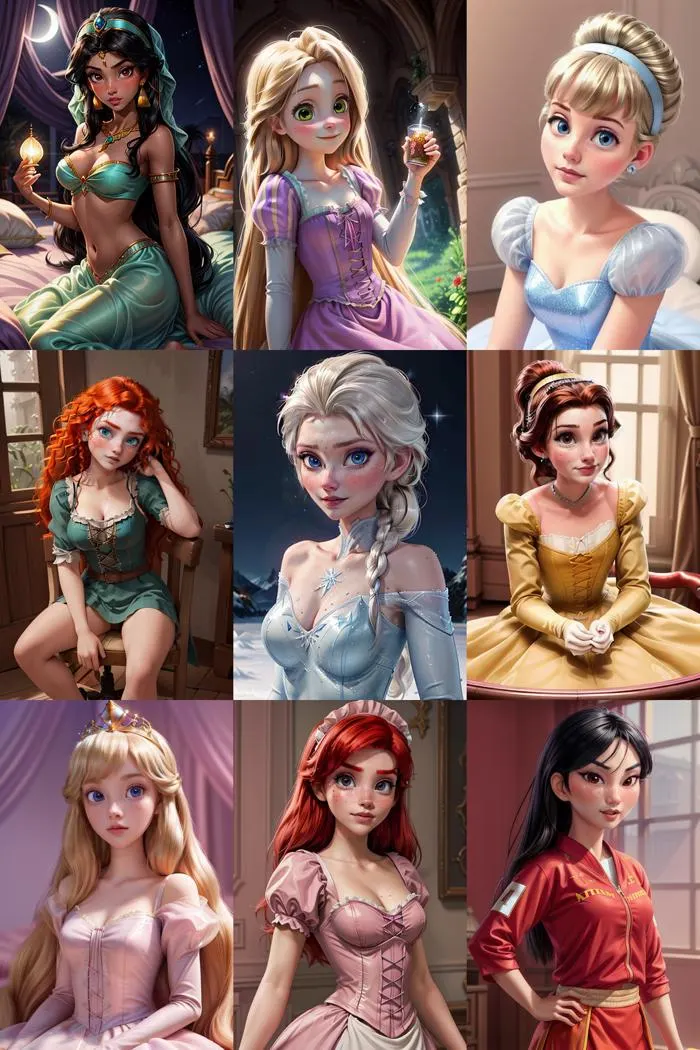 All Disney Princess XL LoRA，所有迪士尼公主模型