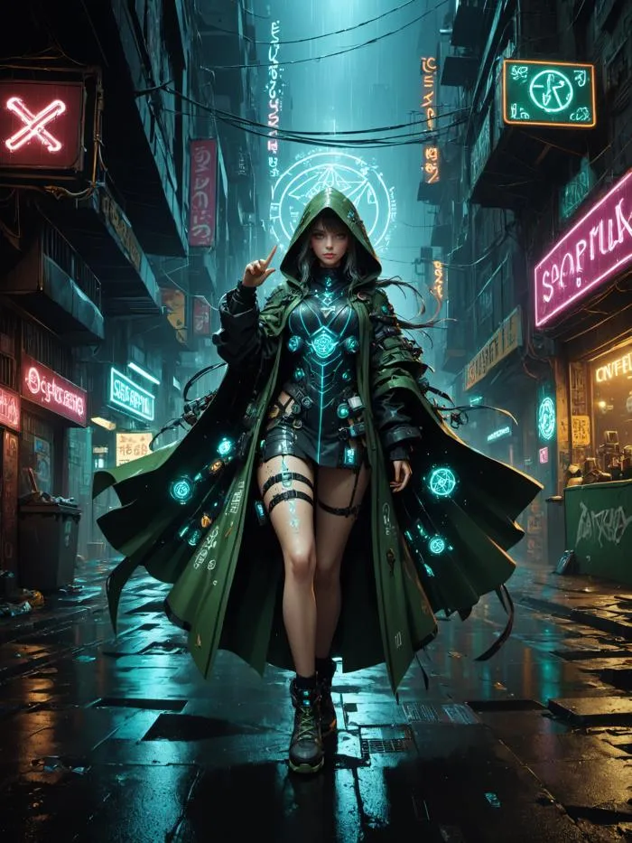 图片[2]_Neon Cyberpunk Techno Mages LoRA，霓虹赛博科技法师